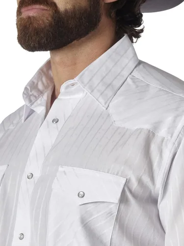 Vista 3 de Wrangler Men's Sport Western Two Pocket Long Sleeve Snap Button Down Shirts