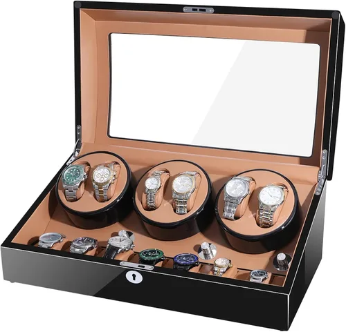 Vista 6 de Sepano Bobinadora automática de reloj colector I 6 bobinadoras de reloj con 7 cajas de almacenamiento y motor silencioso Mabuchi gran capacidad uno