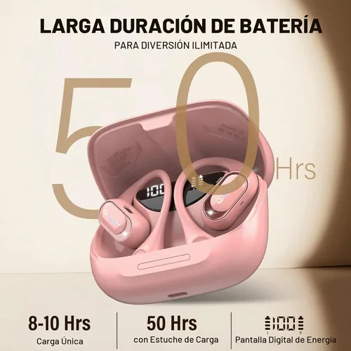 Vista 4 de Auriculares de oreja abierta, auriculares de traducción AI en tiempo Rosa