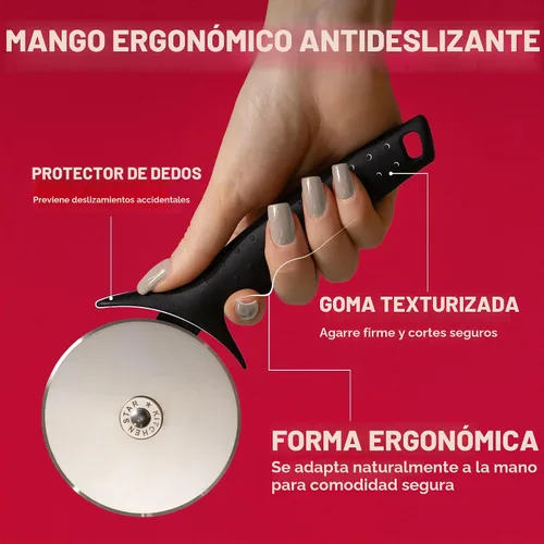 Vista 4 de Cortador de Pizza KitchenStar - Cuchillo de corte de acero inoxidable 304 con hoja súper afilada, mecanismo de eje anti-vacilación, mango ergonómico