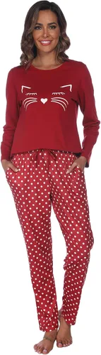 Vista 4 de Homimor Cotton Pajamas For Women, Long Sleeve Sleepwear with Long Pants, Cat Printed Pj Loungewear Sets, PJ Set for Women