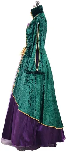 Vista 3 de CosplayDiy Vestido medieval de terciopelo verde para disfraz de bruja para mujer, talla grande