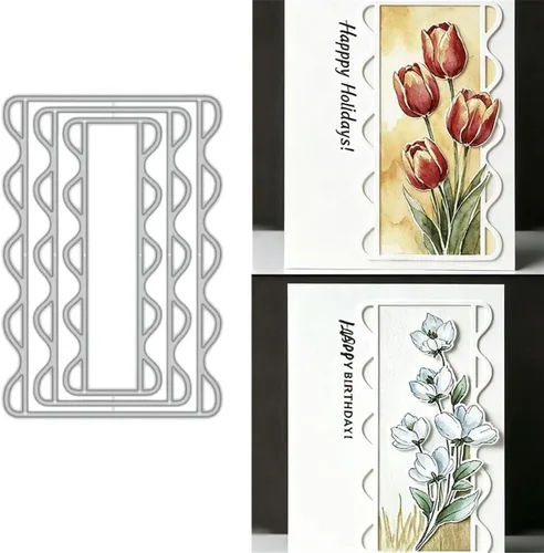 Vista 26 de Troqueles para álbumes de recortes, troqueles de corte de metal con marco rectangular para hacer tarjetas, plantilla de perforación de manualidades