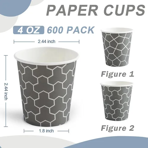 Vista 2 de Paquete de 600 unidades de tazas de papel de 4 oz, tazas de café desechables sin fugas de 4 oz, tazas de papel seguras para alimentos para espresso