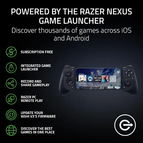 Vista 5 de Razer Kishi V3 Gaming Controller for iPhone 15, 16, 17 Series & Android: Full Sized TMR Thumbsticks - Dual Back Buttons - Fits Most Phone Cases - PC