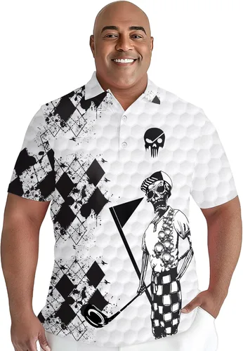 Vista 4 de PAGYMO Golf Shirts for Men Crazy Print Hawaiian Funny Mens Polo Shirt