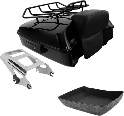 Vista 10 de TCMT Caja de maletero de motocicleta cortada con respaldo envolvente desmontable de dos plazas y soporte de montaje adecuado para Harley 2009-2013