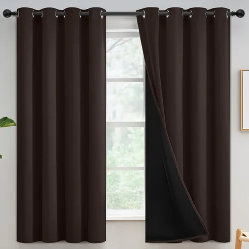 Vista 204 de Yakamok Cortinas negras, cortinas de ventana con aislamiento térmico y eficiencia energética para dormitorio, cortinas opacas completas y cortinas