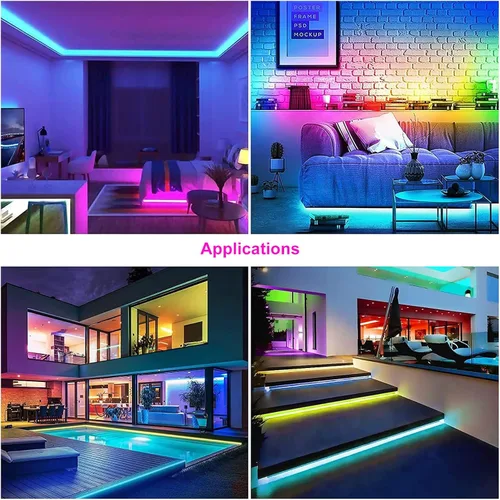 Vista 4 de Tira de luces LED WS2812B de 16.4 pies, 5 V, 150 LED RGB IC 5050SMD direccionables individuales – PCB blanco flexible IP30-30LEDs/m MagicRGB Dream