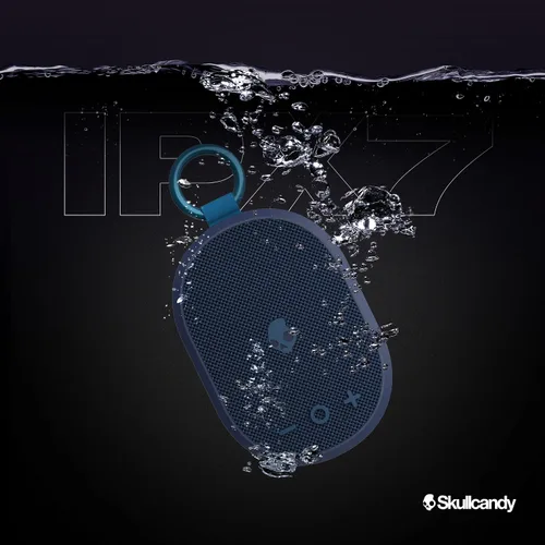 Vista 3 de Skullcandy Kilo - Altavoz Bluetooth inalámbrico - IPX7 Mini altavoz Bluetooth impermeable con batería de 24 horas, radiador pasivo de encendido Gris