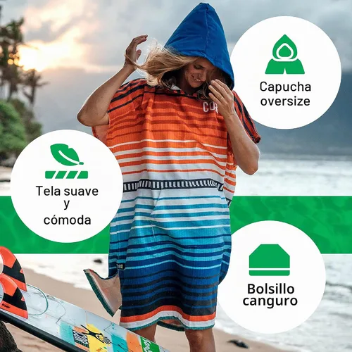 Vista 9 de COR Surf Poncho Toalla de Cambio con Capucha y Bolsillo Delantero Toalla de Microfibra Gruesa de Secado Rápido Large - Knightrider