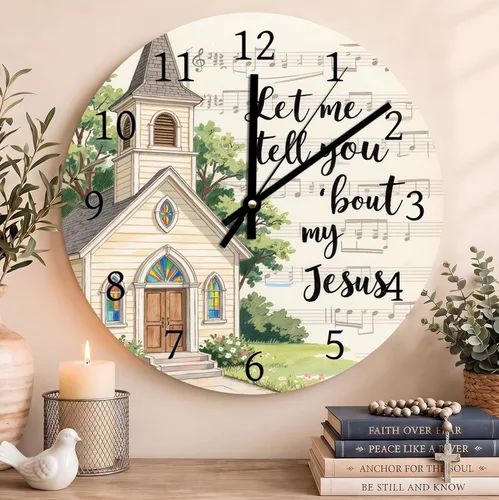 Vista 40 de Reloj de pared con versículo bíblico, con cita religiosa, reloj de madera, texto inspirador cristiano, reloj de madera rústico personalizado