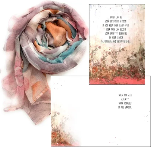 Vista 2 de Smiling Wisdom - Tarjeta de felicitación de consolación de condolencias y bufanda floral de regalo - Mujeres amigas (jardín de acuarela)