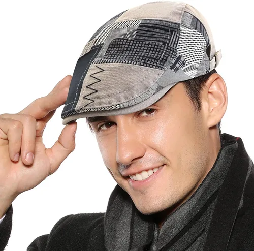Vista 10 de Panegy Sombrero de periódico para hombre, gorra plana de piel sintética, sombrero de boina ajustable, sombrero de hiedra para conducir golf al aire