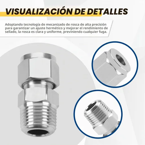 Vista 2 de Yoebor Adaptador de compresión de acero inoxidable Tubo de 1/2" OD x 1/2
