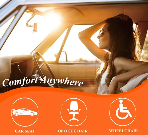 Vista 2 de kingphenix Cojín de asiento de coche con espuma viscoelástica de 1.2 pulgadas, cojín de asiento para coche y silla de oficina (negro)