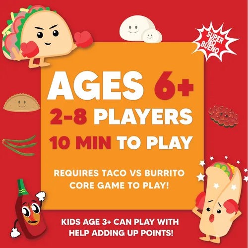 Vista 4 de Taco vs Burrito Foodie - Paquete de expansión - Requiere juego básico para jugar, juego de cartas creado por un niño de 7 años y perfecto