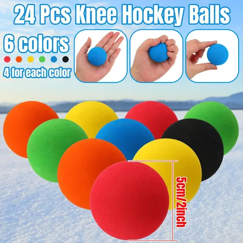 Vista 2 de 72 piezas de recuerdos de fiesta de hockey incluyen 24 lápices de hockey con borradores, 24 bolas, 24 bolsas, lápices, bolas de espuma, regalos