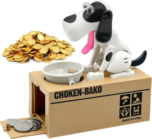 Vista 8 de Hungry Dog - Alcancía con diseño de perros lindos, roba monedas como monedas mágicas, caja de dinero, regalo de cumpleaños para niños