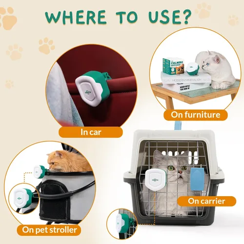 Vista 4 de Difusor de gel calmante para gatos para viajes, difusor de feromonas para gatos y gatitos para reducir la ansiedad y los comportamientos