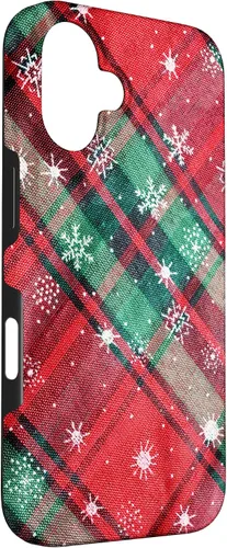 Vista 3 de Green Red Christmas Plaid Winter Snowflakes Case for iPhone 16