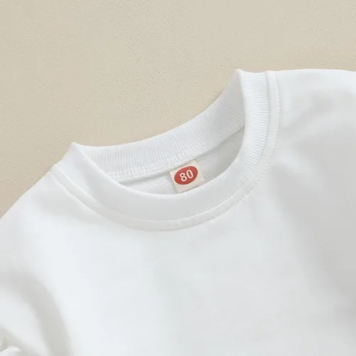 Vista 19 de Sudadera unisex de algodón de color sólido para bebé, camiseta de manga larga con cuello redondo