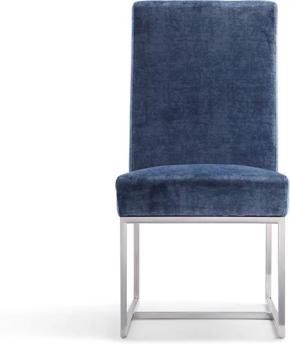 Vista 4 de Manhattan Comfort Element Modern - Juego de 1 sillas de comedor de terciopelo con espuma de alta densidad, marco de acero inoxidable con acabado