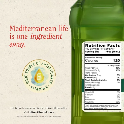 Vista 2 de Aceite de oliva extra virgen Bertolli, sabor rico, 50.7 fl oz