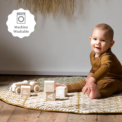 Vista 2 de Toddlekind Tapete de juego acolchado reversible de lujo 100% algodón orgánico de 48 pulgadas para bebés/niños pequeños, multifuncional, castillo