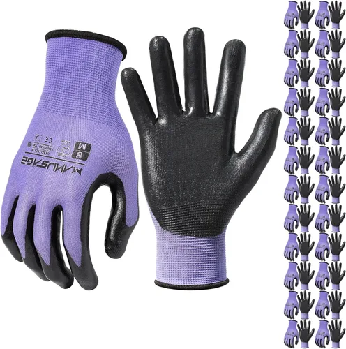 Vista 18 de MANUSAGE Guantes de trabajo de seguridad - Guante protector para hombres y mujeres - Protección de mano ultradelgada - Para construcción Negro