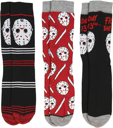 Vista 2 de Friday The 13th Jason Voorhees - Máscara de hockey para adultos, paquete de 3 calcetines para hombre, Varios