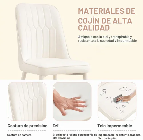 Vista 5 de Juego de mesa de comedor blanco Ebullient para 8, mesa de comedor ovalada de mármol de 67' con 8 sillas de metal, tapa de grano de mármol de 3.5