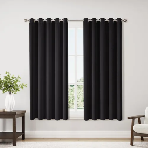 Vista 106 de ChrisDowa - Cortinas cortas para ventana de 40 pulgadas para dormitorio - Cortinas cortas con ojales y aislamiento térmico para oscurecer
