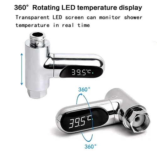 Vista 5 de Termómetro de ducha, indicador de temperatura de agua con pantalla LED 360 para baño de bebé