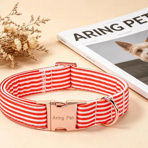 Vista 174 de Aring Pet Collar de algodón, ligero y ajustable, con hebilla de liberación rápida, para perros pequeños, medianos y grandes, para cachorros, S, Hoja
