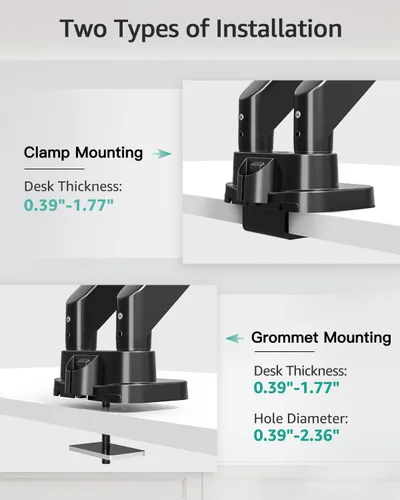 Vista 8 de MOUNT PRO Soporte de escritorio para monitor dual para pantalla ultraancha de 39 pulgadas de hasta 33 libras, brazo de monitor resistente, brazos