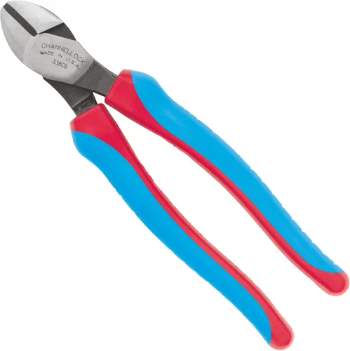 Vista 3 de Channellock Alicates de corte diagonal de 6 pulgadas de la serie E E336CB con junta XLT y empuñaduras azules código
