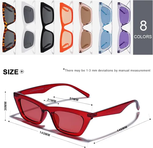Vista 4 de VANLINKER Pequeños lentes de sol de ojo de gato para mujer, estilo retro, diminuto, cuadrado, sombra VL9555