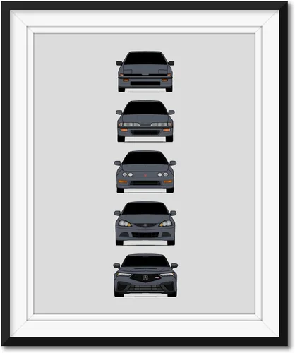Vista 23 de Custom Car Posters Póster hecho a mano compatible con Acura Integra Evolution Generations e impresión de Acura Integra, multicolor, 8 x 10 pulgadas