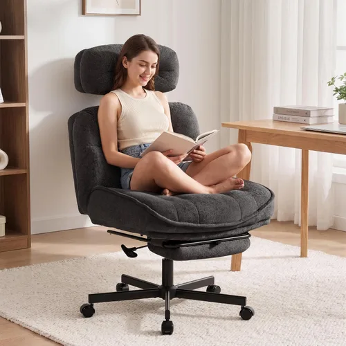 Vista 11 de FiveWillowise Silla de oficina cruzada con respaldo alto y reposapiés Marrón