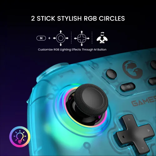 Vista 3 de GameSir Nova Wireless Switch Pro Controller - Switch/Lite/OLED, Hall Effect Joysticks, RGB LED, Turbo, Programmable, Motion Control, Wake Up