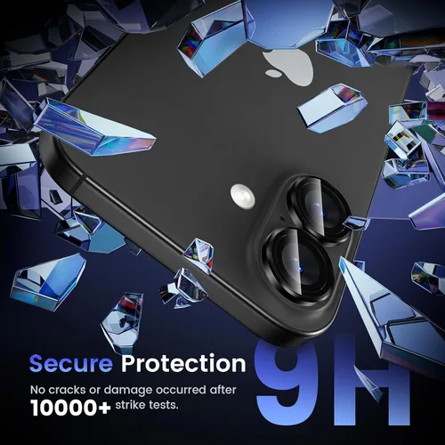 Vista 4 de Tensea Protector de Lente de Cámara para iPhone 16 / iPhone 16 Plus, Protector de Cubierta de Cámara de Vidrio Templado 9H, HD Transparente, Anillo