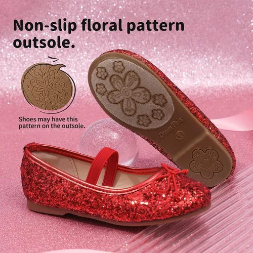Vista 4 de DREAM PAIRS Zapatos de vestir para niñas pequeñas, zapatos de ballet para fiesta, boda, niña de las flores