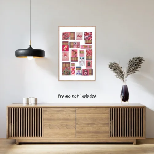 Vista 6 de Pósteres de Impresión en Lienzo de Caja de Cerillas Rosa Retro Preppy, Póster de Cerillas Femenino y Moderno, Arte Vintage de Librito de Cerillas