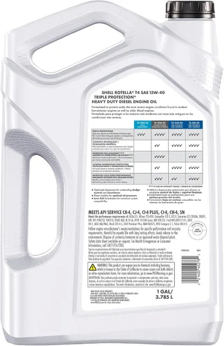 Vista 2 de Shell Rotella Aceite de motor diésel T4 Triple Protection 15W-40, 1 galón