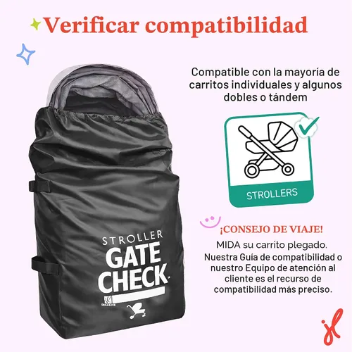 Vista 4 de J.L. Childress Bolsa de viaje para cochecitos individuales y algunos dobles, bolsa de viaje para avión, se adapta a la mayoría de los cochecitos