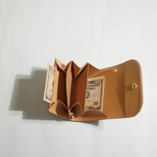 Vista 9 de Cartera pequeña para hombres y mujeres minimalista delgado tarjetero monedero hecho en Kioto, Japón, Naranja, Teñido degradado