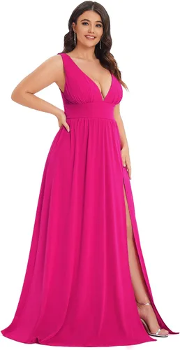Vista 3 de Ever-Pretty Vestidos formales sin mangas plisados con abertura alta para mujeres con curvas 0168B-DA1