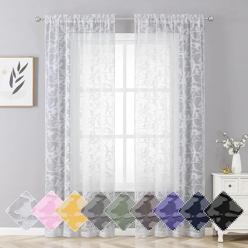 Vista 43 de OVZME Anji Clip Voile Sheer Tiers RD 2X30X36 Negro