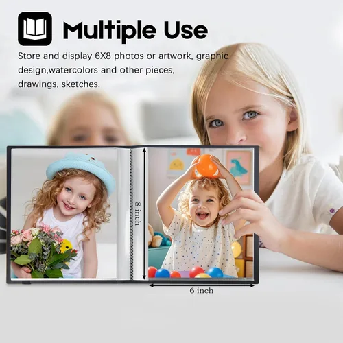 Vista 2 de Paquete de 2 álbumes de fotos de 6 x 8 con capacidad para 64 imágenes, carpeta de arte para fotos de 6 x 8, álbumes de fotos para fotos de 6 x 8